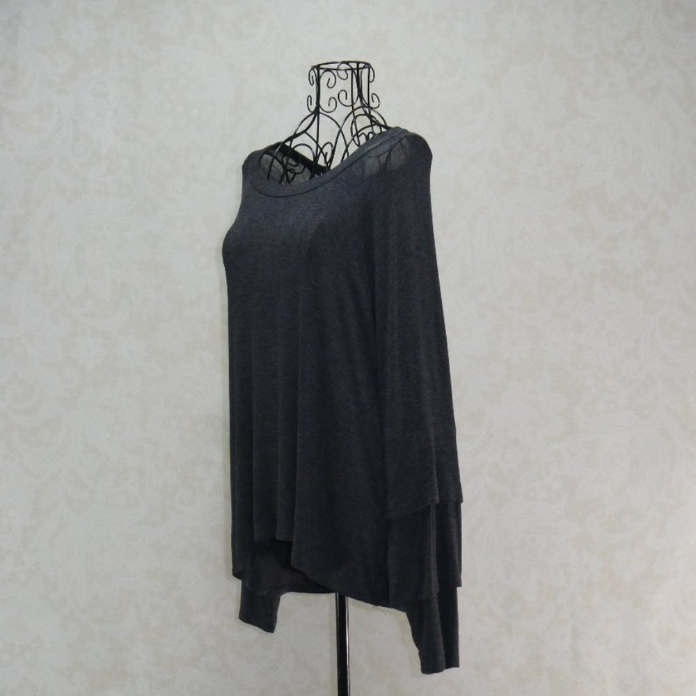 EYESHADOW Grey Gray Layered Sleeves Blouse Top